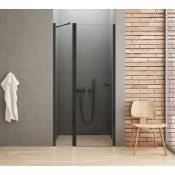 Otitec - Porte de douche pivotante 100 cm noir rhodes