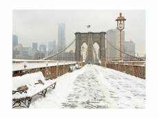 Papier peint - pont de brooklyn couvert de neige 400x309 cm