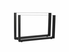 Pieds de table en profil carré 100 x 72 cm noir revêtement
