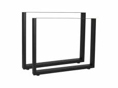 Pieds de table en profil carré 80 x 72cm noir revêtement