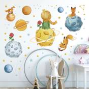 Shining House - Un lot de Stickers muraux motif prince planètes animaux étoiles Sticker mural pour chambre salle de jeux salon bureau - multicolour