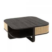 Table basse design en cannage et bois noir