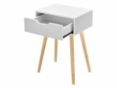 Table basse pour salon meuble design avec tiroir pvc 60 cm blanc helloshop26 03_0006161