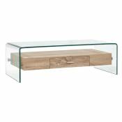 Table basse rectangulaire verre transparent et chêne