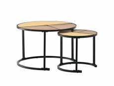 Table basse table d'appoint en faux rotin ronde à double usage empilables