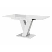 Table Goodyear 104, Blanc brillant, 76x80x120cm, Allongement, Stratifié - Blanc brillant