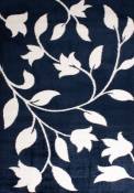 Tapis shaggy motif fleur bleu - 120x160 cm