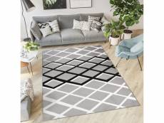 Tapiso luxury tapis moderne losanges gris blanc noir