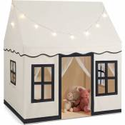 Tente de Jeux Enfant avec Guirlandes Lumineuses Étoiles, Tapis en Velours Corail Lavable, 3-4 Enfants, 121 x 101 x 138 cm - Costway