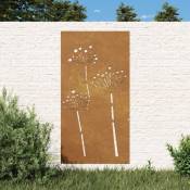 The Living Store - Décoration murale jardin 105x55 cm acier corten design de fleur Brun