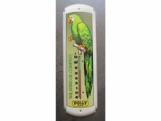 "thermometre polly gas perroquet vert 43x13 cm tole vieillit deco usa metal loft"