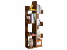 Vasagle bibliothèque arbre, étagère à 8 compartiments, meuble de rangement, 50 x 25 x 140 cm, avec coins arrondis et rebords, marron rustique lbc66bxv