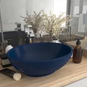 Vidaxl - Lavabo ovale de luxe Bleu foncé mat 40x33 cm Céramique