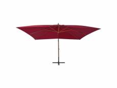 Vidaxl parasol en porte-à-faux avec mât en bois 400 x 300 cm bordeaux 44493
