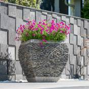 Wanda Collection - Pot bac jardinière galbé galet hauteur 50cm jardin zen - Gris
