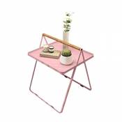 Xiaolin Art De Fer Rédigée Tableau Plateau Table D'appoint Un Canapé Table Basse Portable Bureau D'ordinateur Table De Nuit (Couleur : Pink)