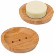 2 pièces porte-savon en bois de bambou naturel boîte