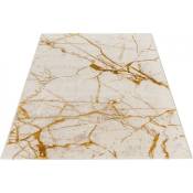 Allotapis - Tapis effet marbre brillant en polyester moderne Cleron Or 160x230 - Or