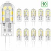 Ampoule led G4 2W 20W Equivalent Ampoules Halogènes Blanc Chaud 3000K 200lm 12 x smd 12V ac/dc - Lot de 10 [Classe énergétique a+]