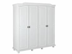 Armoire placard meuble de rangement coloris blanc - longueur 197 x largeur 60 x hauteur 198 cm