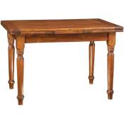Biscottini - Table à rallonge en bois massif de tilleul, finition noyer L120xPR80xH80 cm