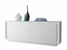 Buffet, meuble de rangement 4 portes coloris blanc - longueur 207 x hauteur 80 x profondeur 50 cm
