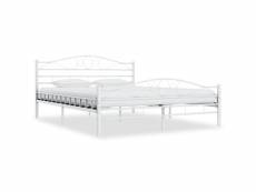 Cadre de lit blanc métal 200 x 200 cm cadre 2 personnes