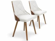Chaise scandinave bois noisette et blanc pako - lot
