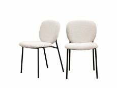 Dalby - lot de 2 chaises en tissu bouclette et métal - couleur - ecru