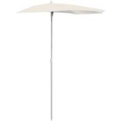Demi-parasol de jardin avec mât 180 x 90 cm sable