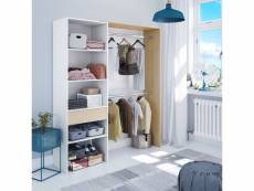 Dresio - armoire dressing avec étagère de 60cm, 2 penderies et 1 tiroir. Style scandinave.