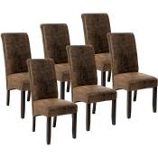 Ensemble de 6 chaises de salle à manger Rembourré avec revêtement aspect cuir Dossier avec forme ergonomique - marron foncé