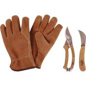 Esschert Design - Set d'outils pour tailler avec gant en cuir