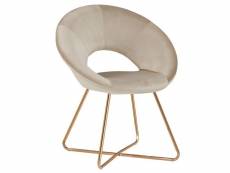 Fauteuil chaise lounge design en velours crème pieds en métal fal09037