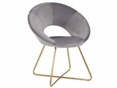 Fauteuil chaise lounge design en velours gris pieds en métal fal09039