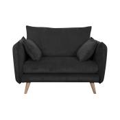 Fauteuil XXL tissu velours 1 place Anthracite
