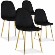 Intensedeco - Lot de 4 chaises Bali velours noir pieds doré - Noir