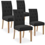 Intensedeco - Lot de 4 chaises capitonnées Gaya tissu noir - Noir