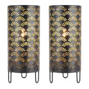 Jhy Design - Lot de 2 lampes de table décoratives en métal alimentées par piles, 23.5cm