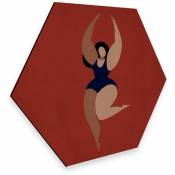 K&l Wall Art - hexagone métal image Retro Danse Abstrait Femme Yoga Alu-Dibond -Kubistika 25x22 cm