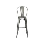 Les Tendances - Chaise de bar industriel acier argent Kokan 76 cm