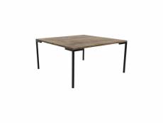 Lugano - table basse en bois et métal 90x90cm bois foncé et noir #DS