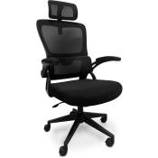 Lyn - Chaise de bureau ergonomique réglable en hauteur, avec appuie-tête, rembourrage lombaire et roulettes - couleur noire