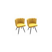 M-s - Lot de 2 chaises 52,5x50,5x80 cm en velours jaune