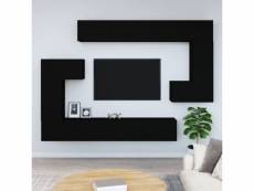 Meuble tv mural contemporain | banc tv armoire tv | noir bois d'ingénierie meuble pro frco69252