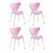 Meubletmoi - 4 chaises roses empilables piétement chromé - Pop - Rose