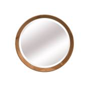 Miroir bois rond biseauté 52,6cm