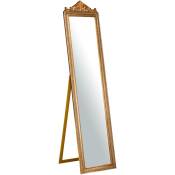 Miroir de salle de bain rectangulaire sur pied Miroir de maquillage vertical avec cadre en bois doré Style shabby baroque