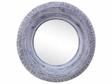 Miroir mural rond blanc 50 cm pneu en caoutchouc recyclé dec022800