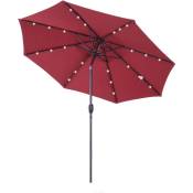 Outsunny - Parasol lumineux octogonal inclinable ø 2,75 x 2,33 m parasol led solaire métal polyester haute densité 180 g/m² bordeaux - Rouge